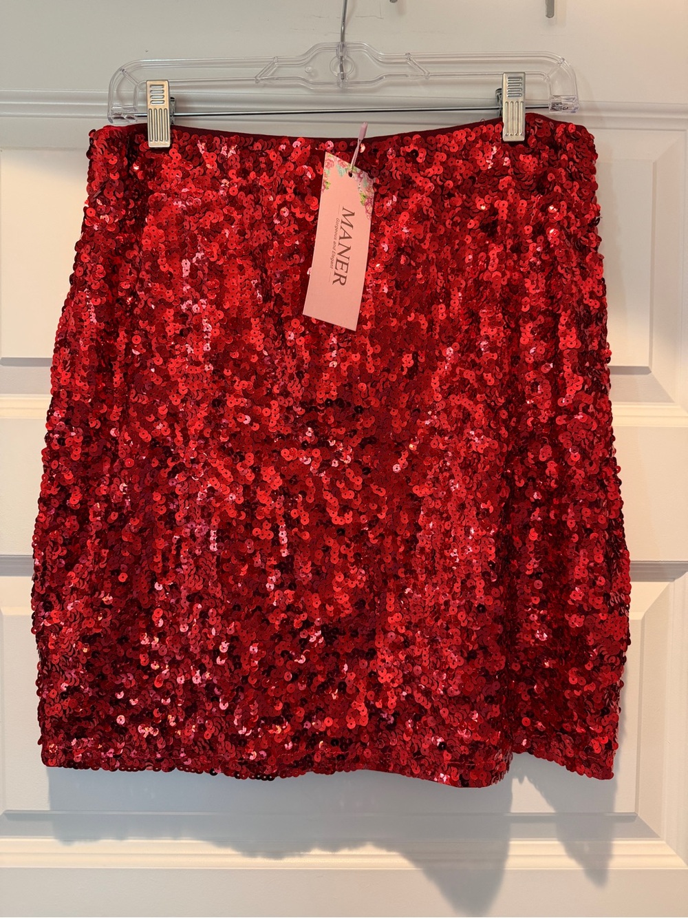Red Sequin Mini Skirt